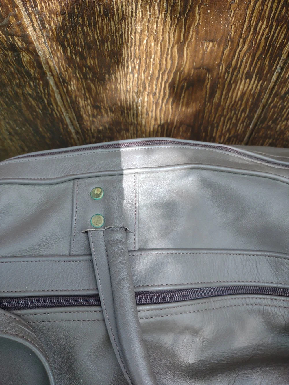 Vintage Gray Leather Weekender Duffel bag